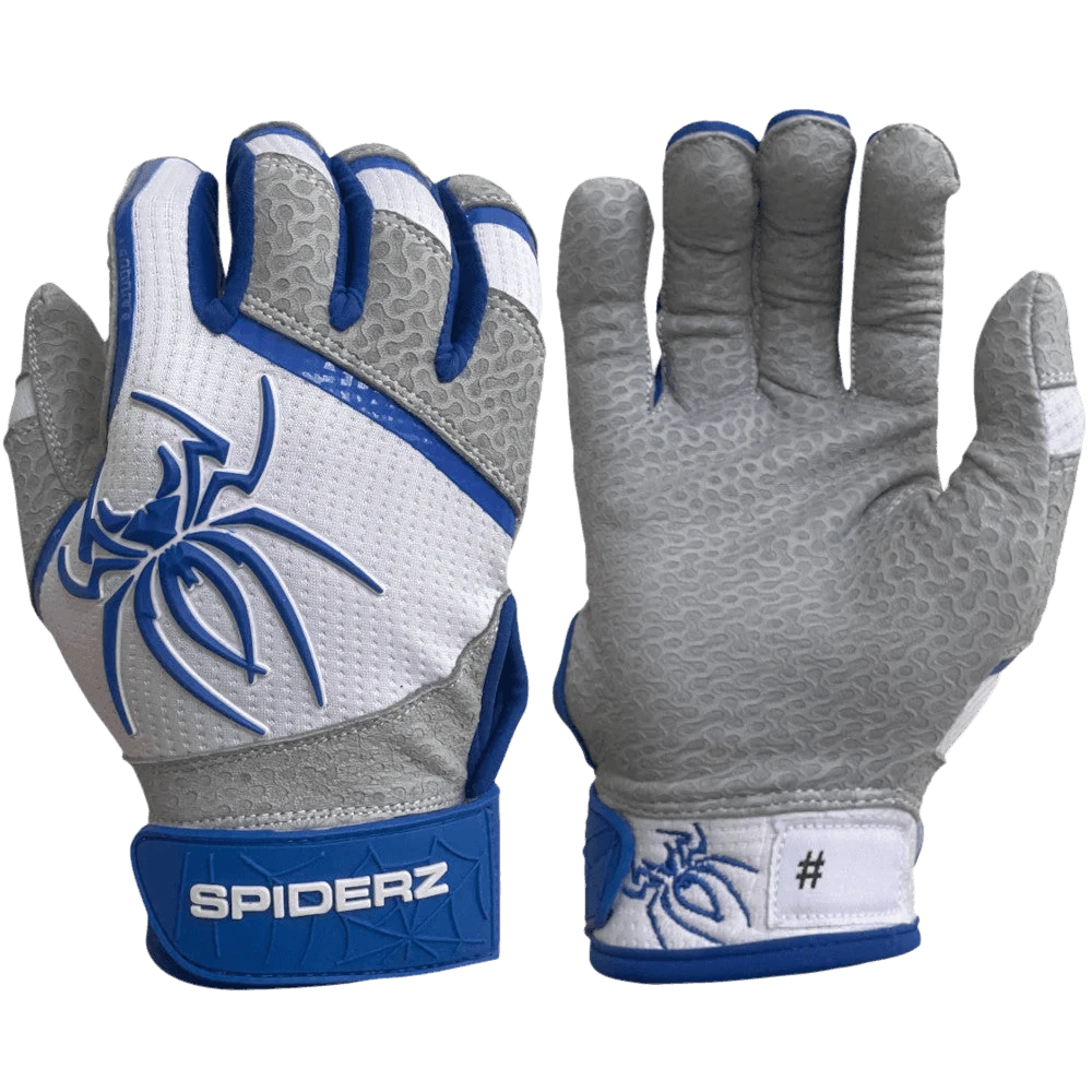 2022 Spiderz PRO Model Batting Gloves: White/Royal Blue 3 2022 Spiderz PRO Model Batting Gloves: White/Royal Blue