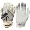2023 Spiderz Pro Model Batting Gloves: White/Black/Silver -Baseball Shop 2023SpiderzProModelBattingGloves White Title