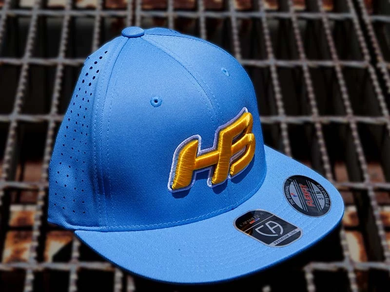 Headbanger Sports I8503 Cap America Flexfit Perforated Performance Hat: Powder Blue & Yellow 5 Headbanger Sports I8503 Cap America Flexfit Perforated Performance Hat: Powder Blue & Yellow - Image 3