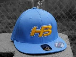 Headbanger Sports I8503 Cap America Flexfit Perforated Performance Hat: Powder Blue & Yellow