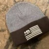 HB Sports American Flag Logo Two-Tone Cuff Beanies: Graphite 2 HB Sports American Flag Logo Two-Tone Cuff Beanies: Graphite -Baseball Shop Graphite