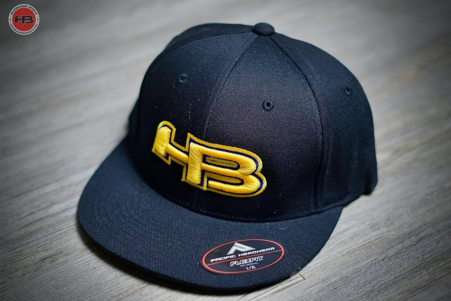 HB Sports Exclusive ES811 Fitted Hat: Black And Yellow 2 HB Sports Exclusive ES811 Fitted Hat: Black And Yellow