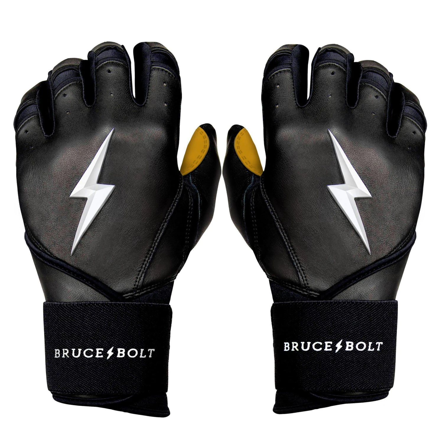 Bruce Bolt PREMIUM PRO Long Cuff Batting Gloves: Black 3 Bruce Bolt PREMIUM PRO Long Cuff Batting Gloves: Black