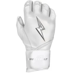 Bruce Bolt PREMIUM PRO Chrome Series Long Cuff Batting Gloves: White 15 Bruce Bolt PREMIUM PRO Chrome Series Long Cuff Batting Gloves: White -Baseball Shop LC CHRW RIGHT