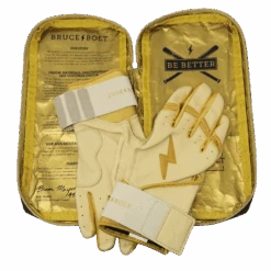 Bruce Bolt PREMIUM PRO Gold Series Batting Gloves: Long Cuff -Baseball Shop LC GLD BAG2