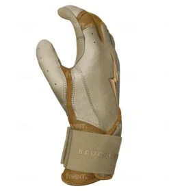 Bruce Bolt PREMIUM PRO Gold Series Batting Gloves: Long Cuff -Baseball Shop LC GLD SIDE