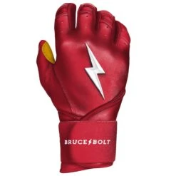 Bruce Bolt PREMIUM PRO Long Cuff Batting Gloves: Red -Baseball Shop LC REDG RIGHT