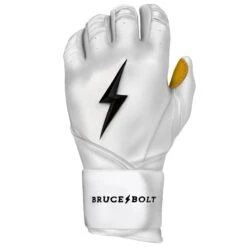 Bruce Bolt PREMIUM PRO Long Cuff Batting Gloves: White -Baseball Shop LC WHTG LEFT