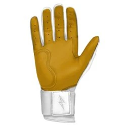 Bruce Bolt PREMIUM PRO Long Cuff Batting Gloves: White -Baseball Shop LC WHTG PALM