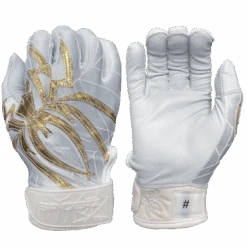 2022 Spiderz PRIZM Batting Gloves: White/Gold