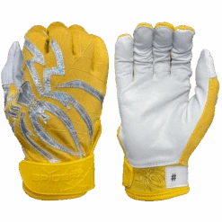 2022 Spiderz PRIZM Batting Gloves: Yellow/Silver