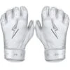 Bruce Bolt PREMIUM PRO Chrome Series Short Cuff Batting Gloves: White -Baseball Shop SC CHRW HERO
