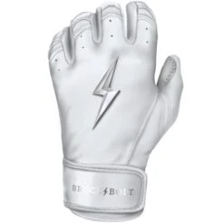 Bruce Bolt PREMIUM PRO Chrome Series Short Cuff Batting Gloves: White 15 Bruce Bolt PREMIUM PRO Chrome Series Short Cuff Batting Gloves: White -Baseball Shop SC CHRW LEFT