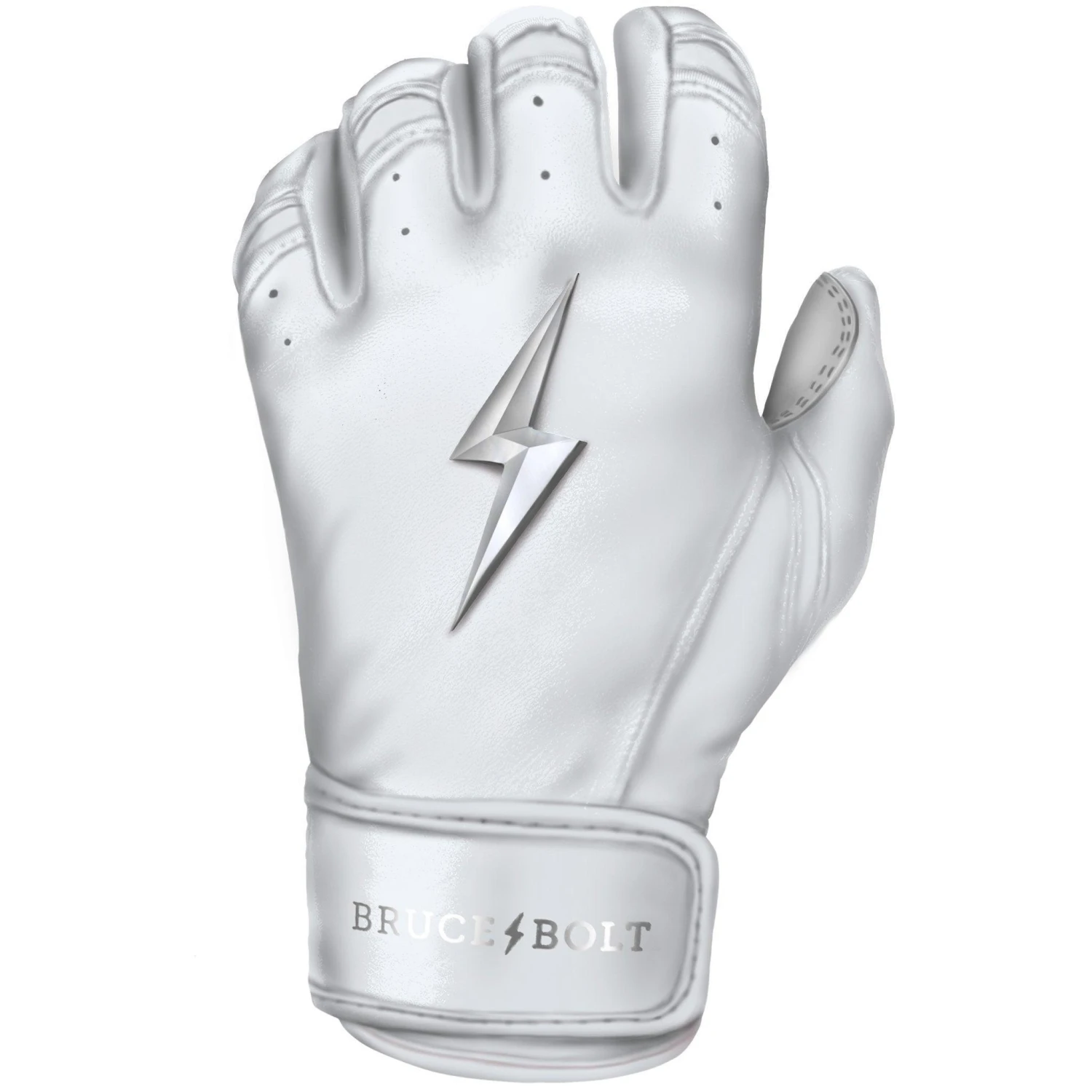 Bruce Bolt PREMIUM PRO Chrome Series Short Cuff Batting Gloves: White 7 Bruce Bolt PREMIUM PRO Chrome Series Short Cuff Batting Gloves: White - Image 5
