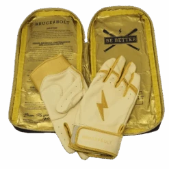 Bruce Bolt PREMIUM PRO Gold Series Batting Gloves: Short Cuff 12 Bruce Bolt PREMIUM PRO Gold Series Batting Gloves: Short Cuff -Baseball Shop SC GLD BAG2