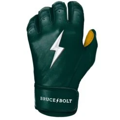Bruce Bolt PREMIUM PRO Short Cuff Batting Gloves: GREEN 17 Bruce Bolt PREMIUM PRO Short Cuff Batting Gloves: GREEN -Baseball Shop SC GRNG LEFT
