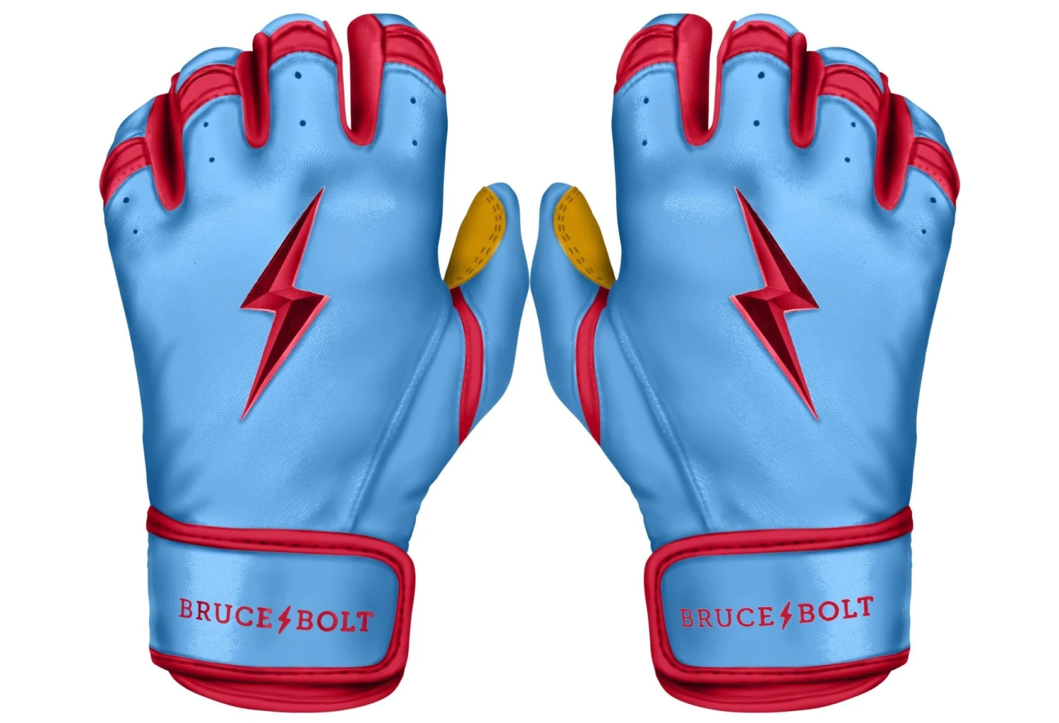 Bruce Bolt PREMIUM PRO BADER Series Short Cuff Batting Gloves: Baby Blue 3 Bruce Bolt PREMIUM PRO BADER Series Short Cuff Batting Gloves: Baby Blue