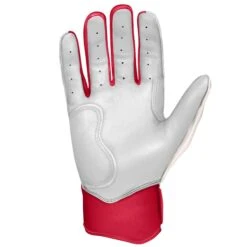 Bruce Bolt PREMIUM PRO BADER Series Short Cuff Batting Gloves: White -Baseball Shop SC HBW PALM