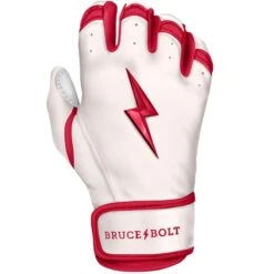 Bruce Bolt PREMIUM PRO BADER Series Short Cuff Batting Gloves: White -Baseball Shop SC HBW RIGHT