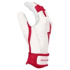 Bruce Bolt PREMIUM PRO BADER Series Short Cuff Batting Gloves: White -Baseball Shop SC HBW SIDE