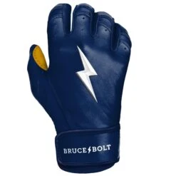 Bruce Bolt PREMIUM PRO Short Cuff Batting Gloves: Navy -Baseball Shop SC NVYG RIGHT