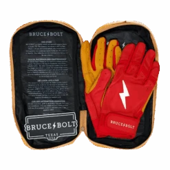 Bruce Bolt PREMIUM PRO Short Cuff Batting Gloves: Red -Baseball Shop SC REDG BAG2