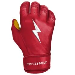 Bruce Bolt PREMIUM PRO Short Cuff Batting Gloves: Red -Baseball Shop SC REDG RIGHT