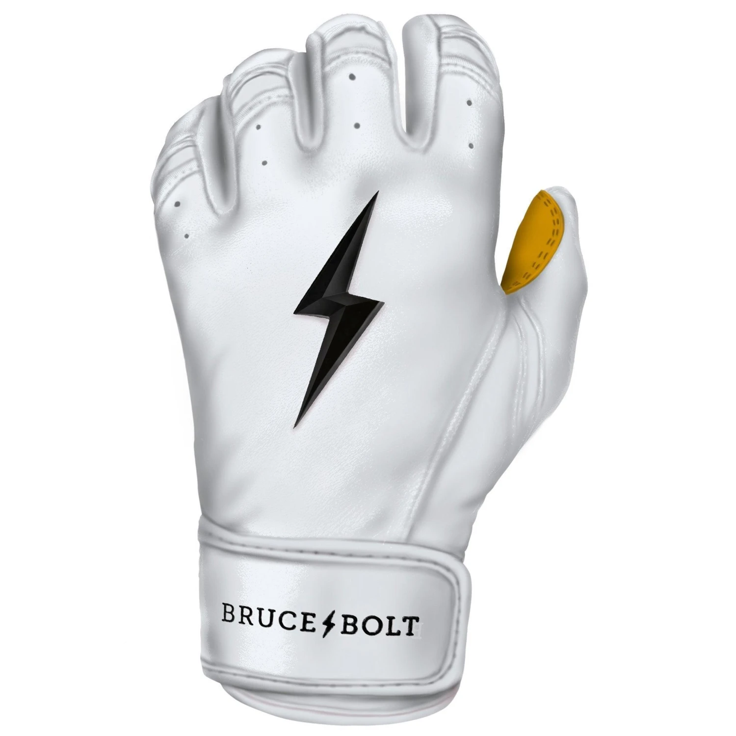 Bruce Bolt PREMIUM PRO Short Cuff Batting Gloves: White 10 Bruce Bolt PREMIUM PRO Short Cuff Batting Gloves: White - Image 8