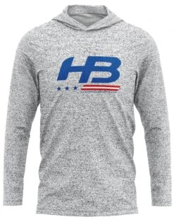 Headbanger Sports Exclusive Ultra Lightweight Long Sleeve Hoodies: Stars & Bars -Baseball Shop WhiteHeather