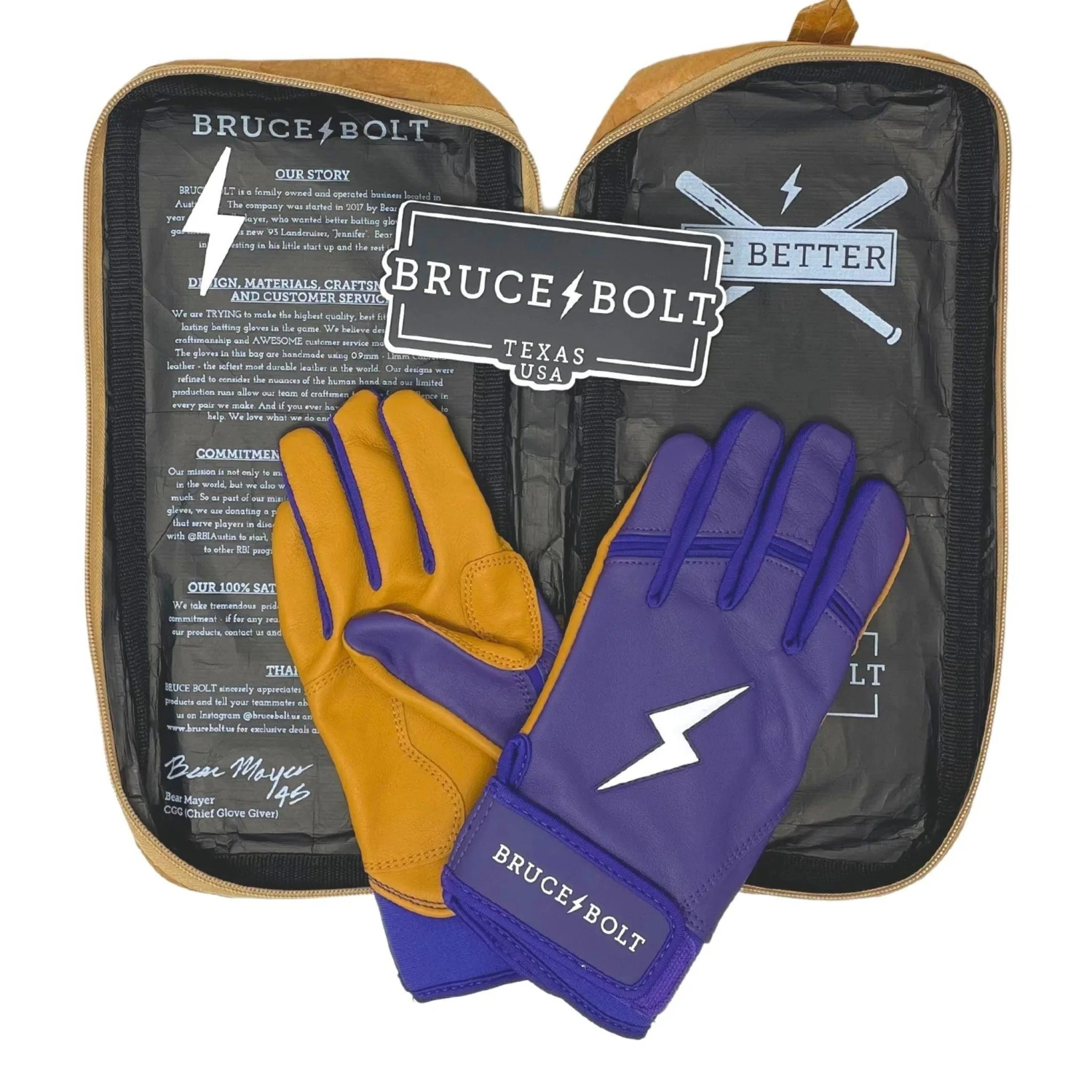 Bruce Bolt PREMIUM PRO Short Cuff Batting Gloves: Purple 7 Bruce Bolt PREMIUM PRO Short Cuff Batting Gloves: Purple - Image 5