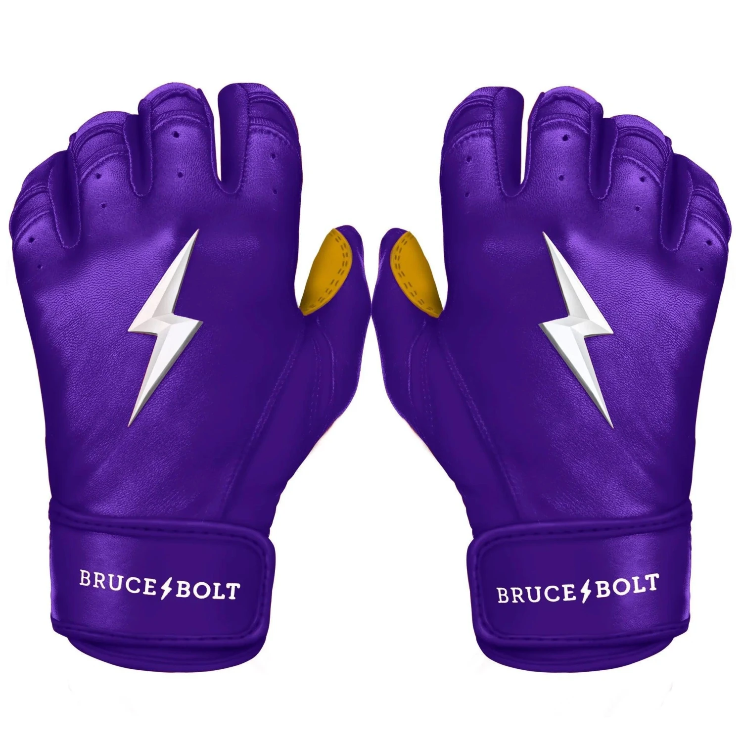 Bruce Bolt PREMIUM PRO Short Cuff Batting Gloves: Purple 3 Bruce Bolt PREMIUM PRO Short Cuff Batting Gloves: Purple
