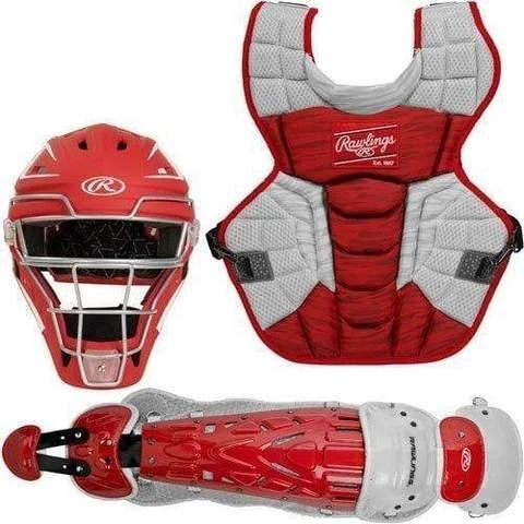 Rawlings Youth Scarlet/White VELO 2.0 Catcher's Gear Box Set: CSV2Y-S/W 3 Rawlings Youth Scarlet/White VELO 2.0 Catcher's Gear Box Set: CSV2Y-S/W